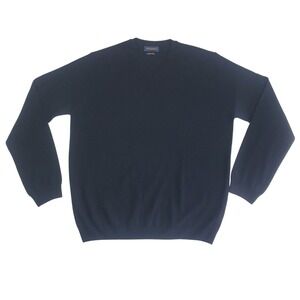 PIOMBO 100% Lambswool V-Neck Sweater Men 2XL Black Luxury Lightweight Preppy New